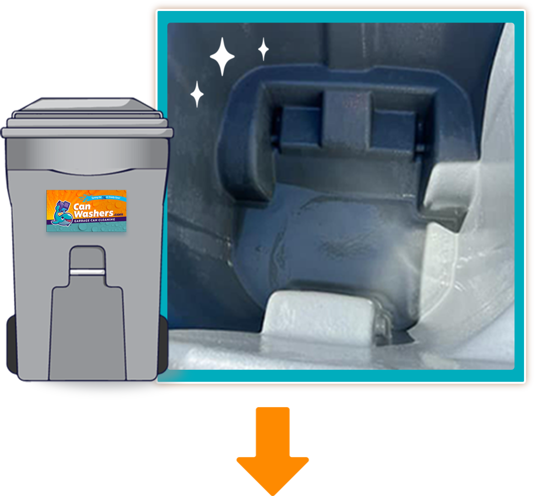 Can washer cleaning trash can interior